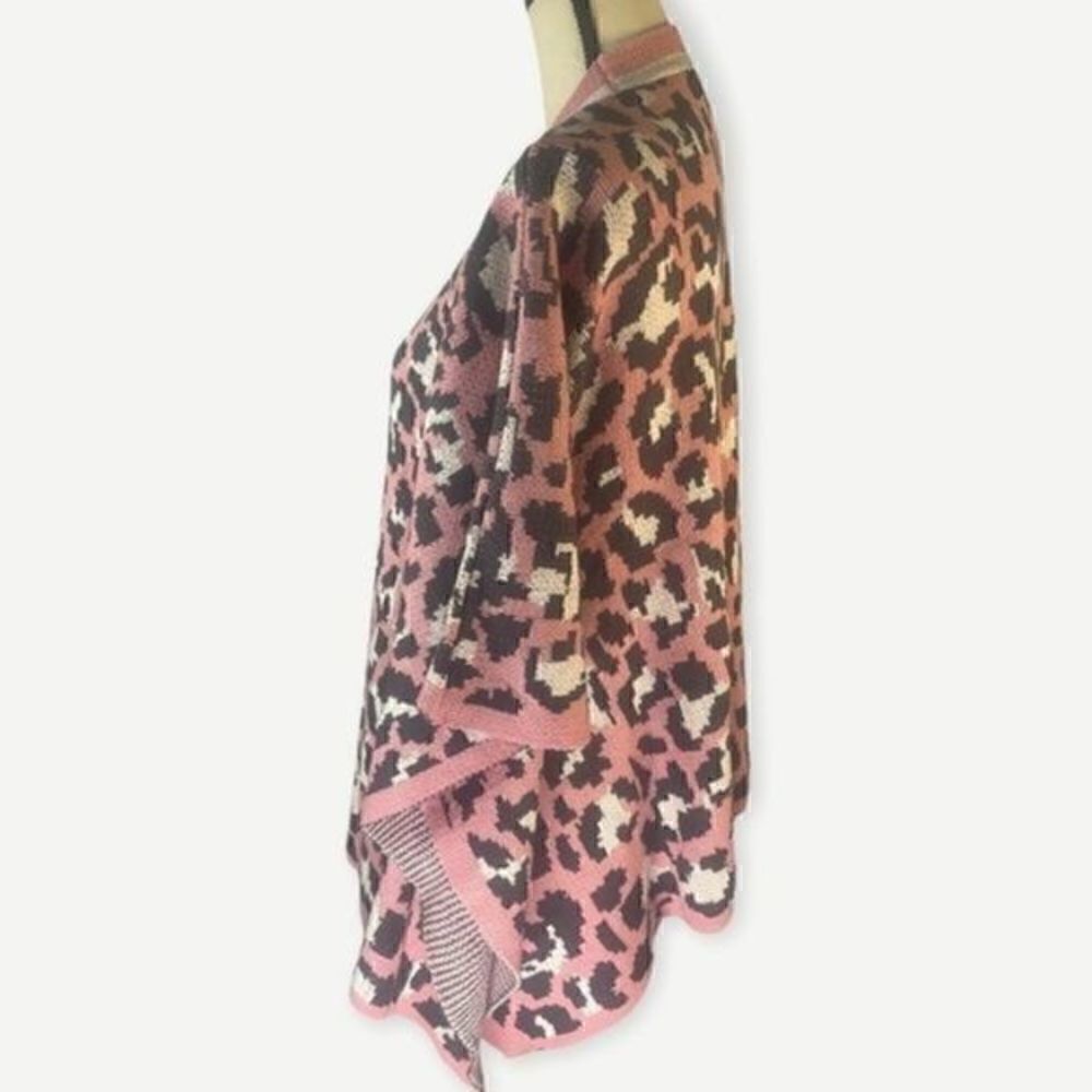 Umgee Animal Print Poncho Sweater Small Medium - Picture 8 of 13